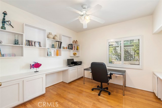 There's an essential office space with a built-in desk – a valuable addition for work or study