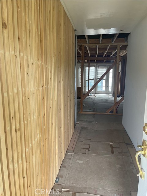 Entry with wood detail wall

