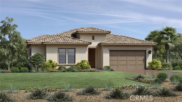 Stone Creek Ranch is a new development located in South La Quinta just 5 minutes to popular golf courses! This gated community boasts privacy, walking paths, tricking waterfalls and streams that spill into one of three ponds. Home Site 12 is situated on a small cul-de-sac with a North facing backyard that helps shade the backyard with upgraded pool & spa. This location has a large side yard that is perfect for entertaining. From the alluring foyer hallway through to its spacious 12' ceilings in the great room area that includes 2 large Stacking Doors which leads to the desirable luxury outdoor living space beyond, the Tecoma floorplan is a stunning design. A large island with breakfast bar is the centerpiece of the well-appointed kitchen, featuring plenty of counter and cabinet space and ample walk-in pantry. Complementing the marvelous primary bedroom suite is another multi-slide stacking door that leads to your backyard, a generous walk-in closet and splendid primary bath with dual vanities, large soaking tub, luxe shower with seat, and private water closet. Secondary bedrooms feature walk-in closets and private baths. Additional highlights include a secluded office, thoughtful workspace, convenient powder room, centrally located laundry, and additional storage. This home has been pre-plotted with many designer upgrades including structural, electrical, cabinets, counters, backsplash, flooring, solar & fireplace.