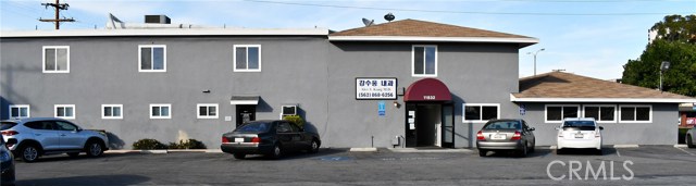 View of the building from the parking lot