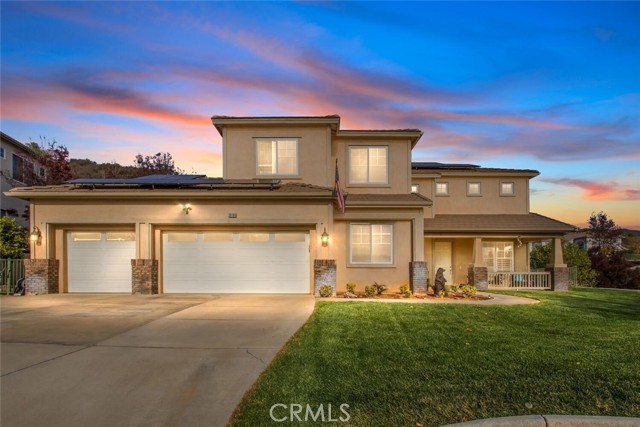 36186 Cherrywood Drive Yucaipa, California Look no further, this entertainers delight wont disappoint!! Beautiful turnkey home located in prestigious Whisper Ridge. Home sits up above the street to give you those spectacular views to die for of the mountains, hills and the valley. Sit and have coffee on the master bedroom balcony and relax with those awesome views. The low maintenance back yard is absolutely set up for entertainment. Salt water pool to cool off during those summer days, 19x22 insulated aluma wood cover patio stays cool with the 4 6 ft. fans with lighting, electrical outlet and patio lights. Patio has outlet to hang big screen tv for all those movies and football games. Fake turf around the pool keeps it nice and clean and easy to maintain. Landscaping in planters is virtually maintenance free and low maintenance. Going inside, the kitchen is a cooks dream with Jenn Aire appliances, the stove is a 4 burner with a grill area, large center island with sink, plenty of granite counter space to host your guests, abundance of cupboards, large pantry andhuge picture windows. Family room has fire place with colored glass for those cold nights and wired for surround sound with speakers mounted in the ceiling. Family room and kitchen boast beautiful crown molding. Downstairs also has bedroom, full bath, office and separate laundry room. Once upstairs, the loft looks out to beautiful mountain views and has endless possibilities. Upstairs has 4 bedrooms which includes the massive master bedroom which has shutters, its own balcony which overlooks the pool area and beautiful landscaping. Home has shutters throughout most of the home. Home has smart watering sprinkler system, water heater timer to set when you get hot water. Home has newer pool heater, pool pump, pool plaster, double oven, dishwasher, LED lights throughout, covered patio, solar panels (lease to be assumed at $135) and too much to list. This one wont last long.