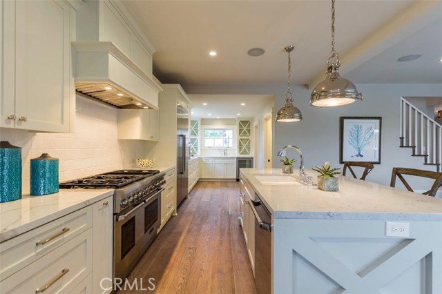 The kitchen has lots of work and storage space.