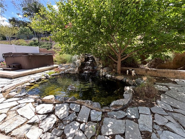 Pond with waterfall feature