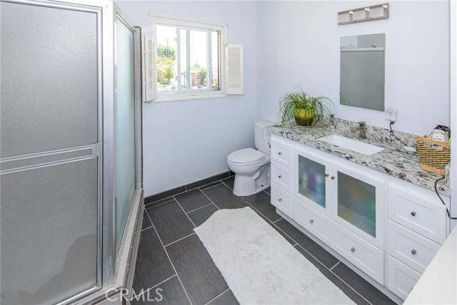 Remodeled 3/4 bathroom off of the master bedroom and hallway