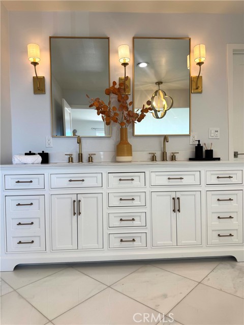 Master bathroom has double vanity