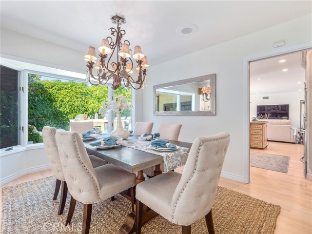 Formal dining room looking out to rear patio