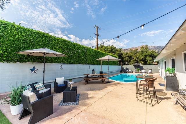 large backyard with pool