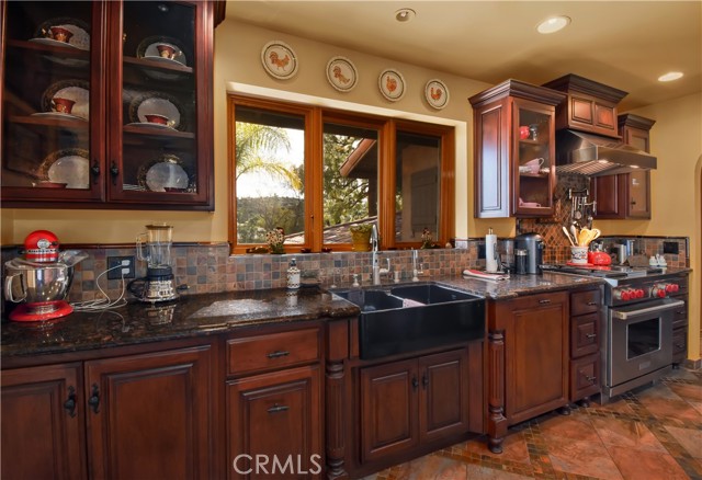 Expansive entertainer's kitchen with lovely pastoral views