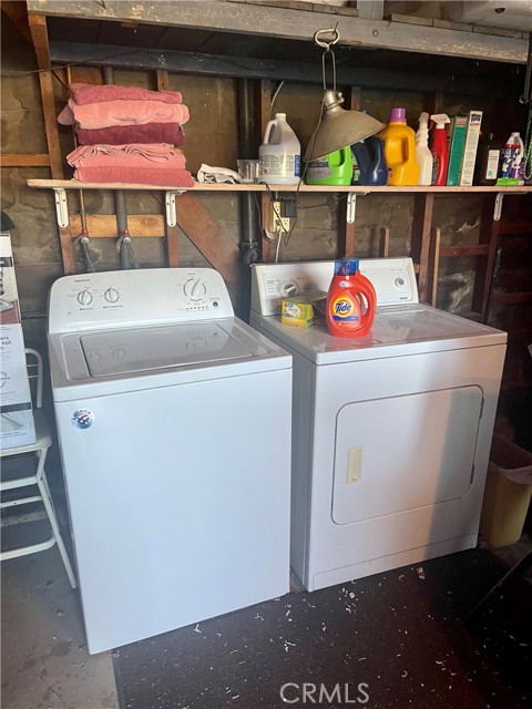 Washer and dryer are located inside the garage.