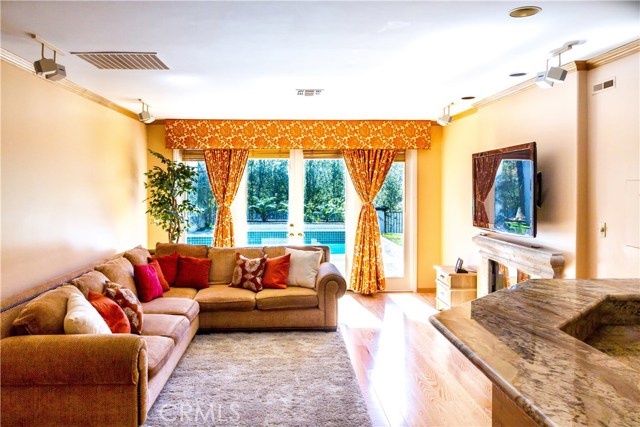 Cozy family room with wet bar