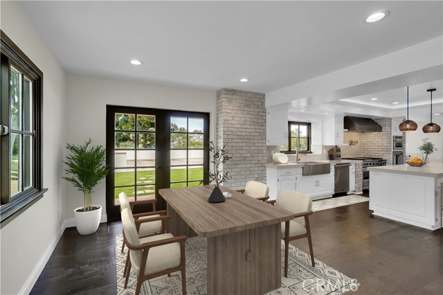 Virtually staged kitchen dining