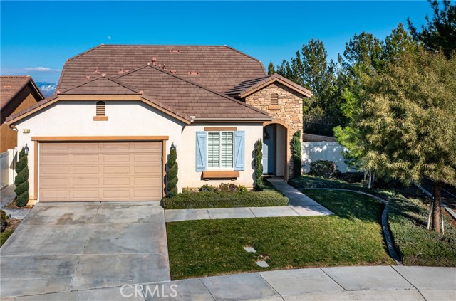396 Prospect Park Beaumont, California This Immaculate home is in the Gated 55+ Senior Community of Four Seasons Beaumont. Ideal location at the end of cul-de-sac with only one side neighbor and next to the nature walking trails. Incredible views of the San Gorgonio mountains with a private yard and plenty of room for a pool on the side if you so desired. The interior of this home is highly upgraded and features real hardwood floors throughout, tile floors in bathrooms and laundry, large baseboards and crown molding to highlight the beautiful paint tones. This open Floor Plan offers Two Bedrooms and a Den/Office downstairs with a fireplace in the living room. This homes unique floorplan features an oversized great room/loft upstairs for all your entertaining needs along with a pool table and bar. The Kitchen features, granite countertops, stainless steel appliances and a large kitchen island that offers incredible views while preparing meals. The Master Bedroom is oversized and features large bay windows to take in the beautiful scenery, large bathroom with a bathtub and shower in a stone finish. Indoor laundry room with sink and cabinets. The garage floors have an expoy finish along with a tankless water heater. An additional bonus is the Mello-Roos has been paid off on this property along with all the upgrades making this an incredible value and a place to call home. Four Seasons Community Includes a Lodge with a Pool Complex, Ballroom, Bistro, Theatre Room, Billiards, Salon, Bocce Ball Courts, Tennis Courts, Fitness Center, Walking Trails, an Indoor Pool Complex and Dog Park.