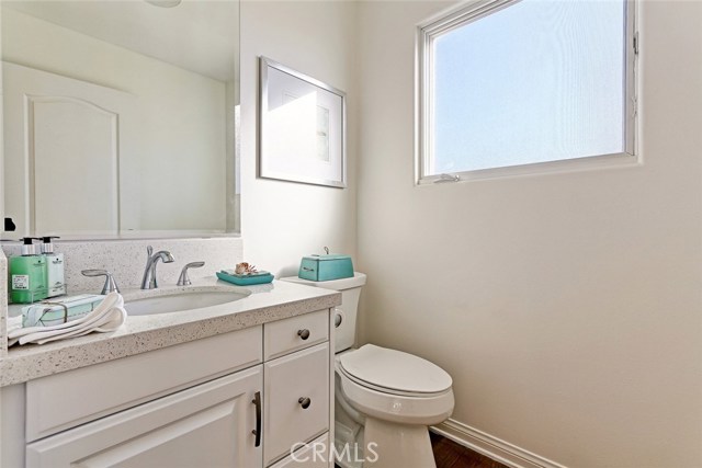 power room with quartz slab counter