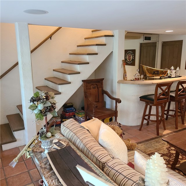 Stairs down to family room