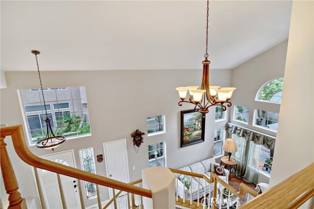 View from top of stairs....Talk about soaring ceilings!