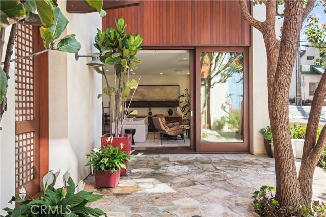 Looking through courtyard at family room