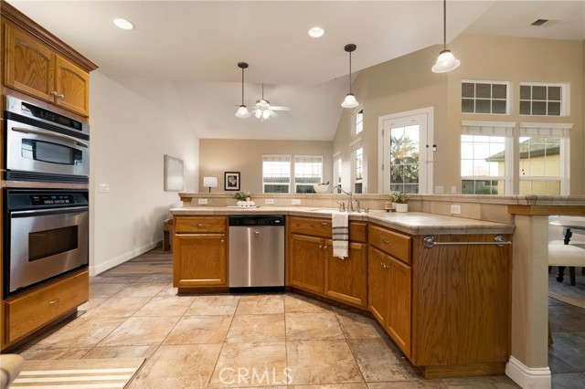 Kitchen open to formal dining area and breakfast nook