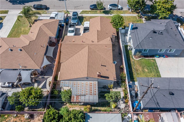 Aerial view of home; full length of property