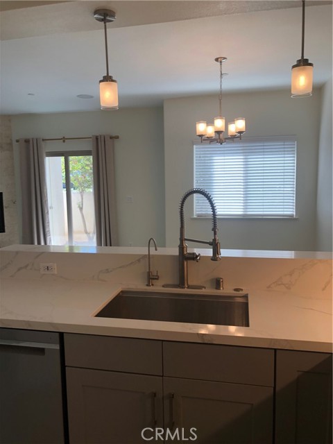 Kitchen over looks Dining Area