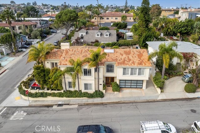 Drone shot of the front of the property