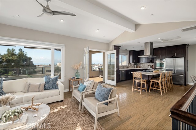 big windows opening up to the ocean views