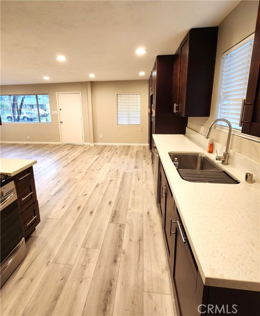 View from kitchen entrance; nice dining table area.