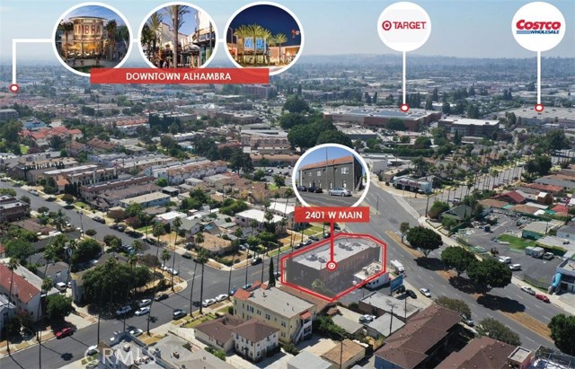 2401 W Main Street Alhambra, California 2401 W Main St is a mixed-use apartment/retail investment property in the City of Alhambra, CA. The property can be delivered 100% vacant (1 retail tenant lease expires Feb 2021) which provides ultimate flexibility to buyer that wants to set their own rental rates or use it as an owner user. The property is situated on Main Street just within walking distance to multiple power centers anchored by Target, Costco Wholesale, Aldi, Joann Fabrics, and other national/regional retailers. It is also within minutes away from Downtown Alhambra on Main St and Garfield Ave. It has an excellent demographics with $103,688 household income within a 1-mile radius The property is a large two-story building totaling ±10,000 SF building area and situated on a ±6,140 SF lot. It was built in 1925 with Alhambra’s CPD (Commercial Planned Development) zoning. The ground floor is split into 3 retail units and leased to long-time tenants that are month to month. 2nd floor unit has 8 high ceiling apartment units that are 100% vacant. Owner can deliver the building with 3 retail tenants or 100% vacant for new owner to use as an owner user building. The property has been upgraded recently with many capital improvements, such as new exterior painting and new façade. Almost all the 2nd floor apartment units have been upgraded. The 2nd floor apartments have efficient unit mix of two (2) large x 1bed+1bath and six (6) spacious Studio units.