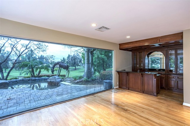 Wet bar in great room and view