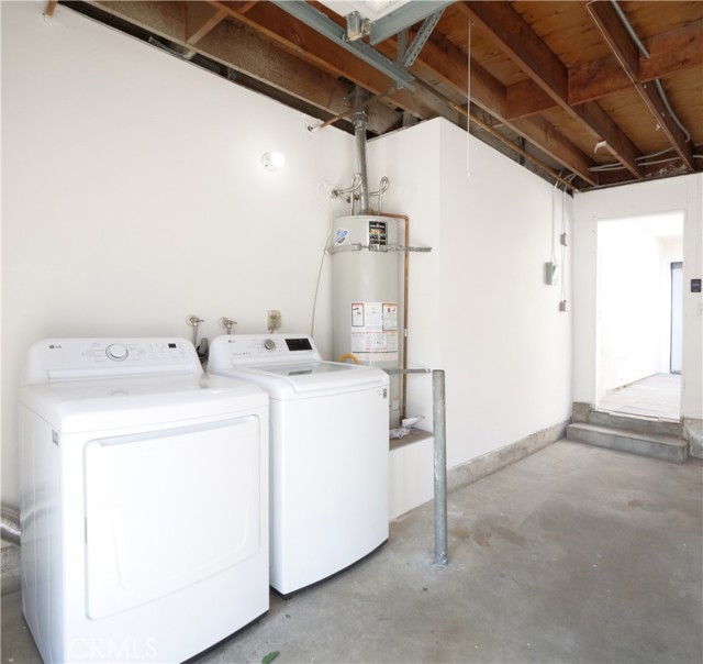 Side by side laundry in garage