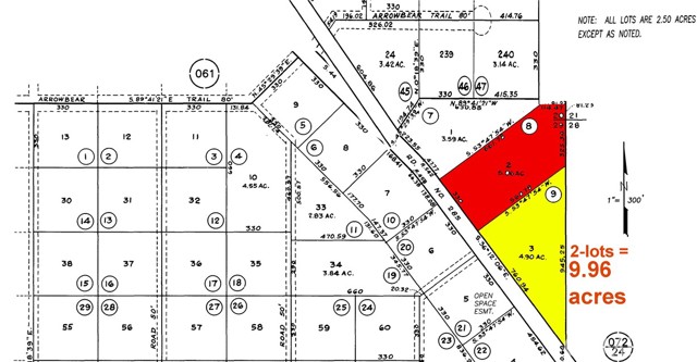 Accessor Parcel Map - Lot in Red and Avilable lot in Yellow 10 ACRES COMBINED