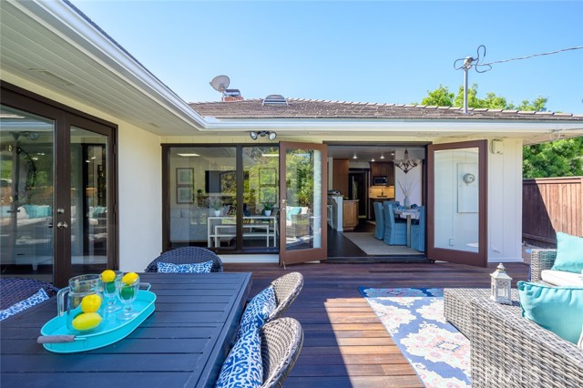 Indoor outdoor living on the large ipe wood deck