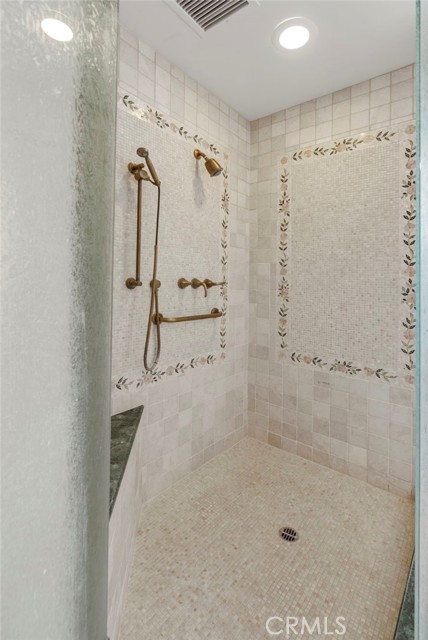 Interior of the shower with seating bench