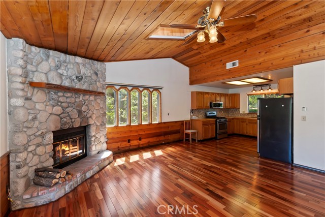 Stone fireplace
