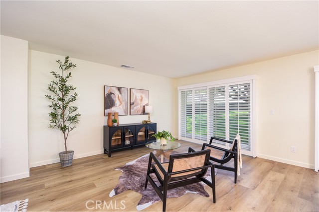 Additional seating area; plantation shutters