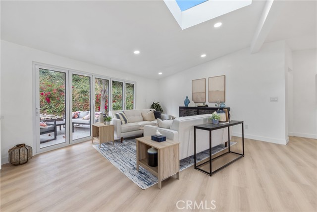 Living area and backyard bifold doors