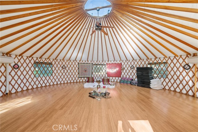 Yurt interior, great for meeting rooms, ceremonies and multiple other uses.