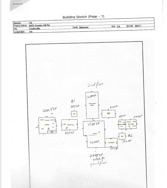  APROX SQ FT - SKETCH FROM MARIPOSA COUNTY