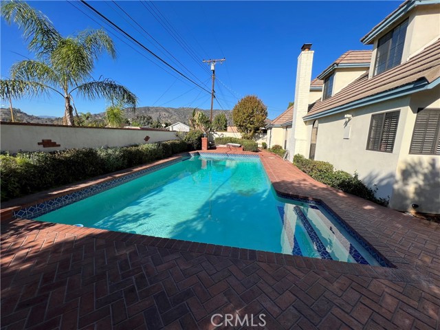 Back yard with pool and spa