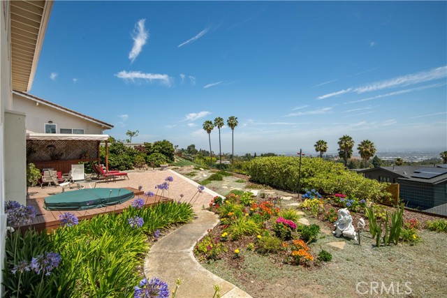 Rear yard with covered patio and spa