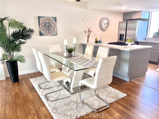 Behind the dining room is the newly remodeled kitchen