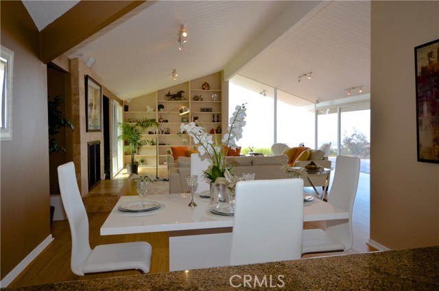 Dining and living areas combined in a great room.