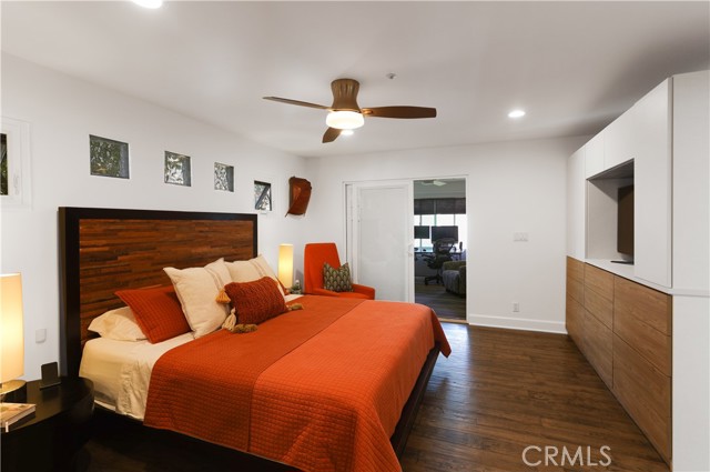 Primary suite bedroom, spacious, easily fits king size bed & tables
