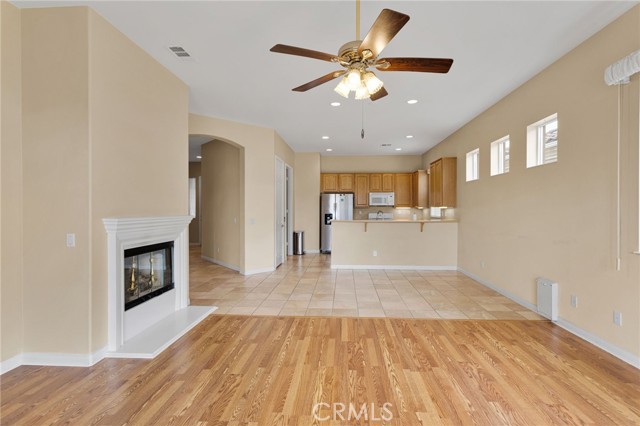 Living room, dining area & kitchen from sliding doors