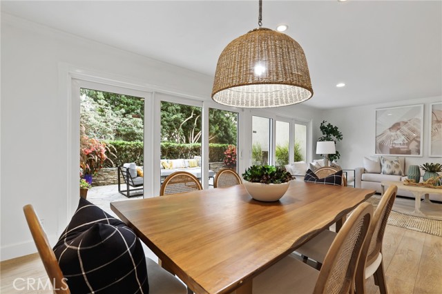 Dining room overlooking the private back patio