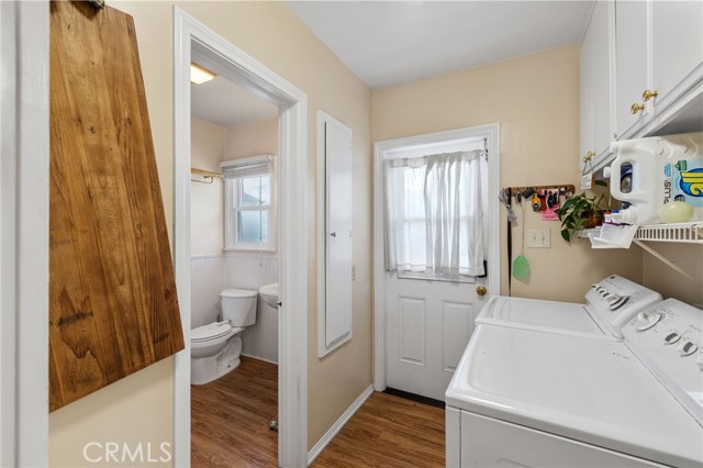 Laundry room and door to backyard