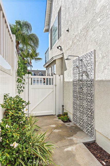 Outdoor shower for rinsing off those sandy feet after a long day at one of the local beaches.