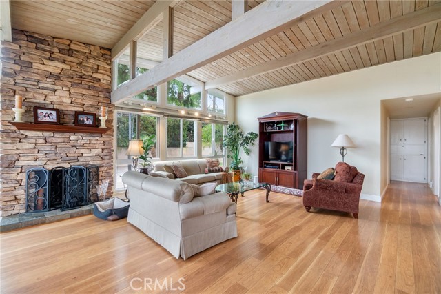 family room with fireplace