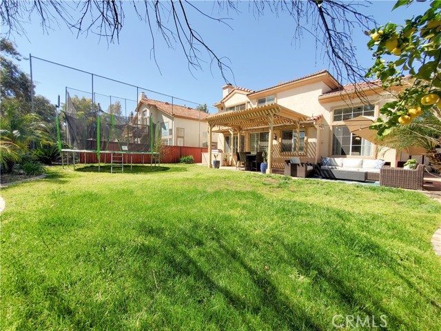 Backyard offers built-in grill, fruit trees and views of the gold coarse.