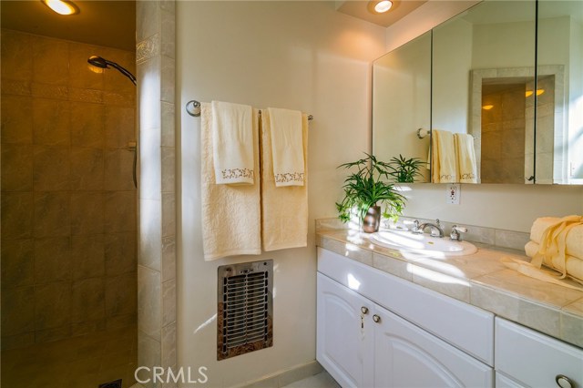 The master bathroom with large shower.