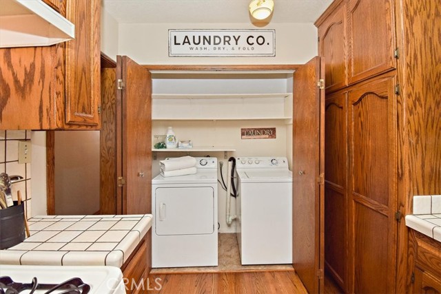 Indoor laundry area.